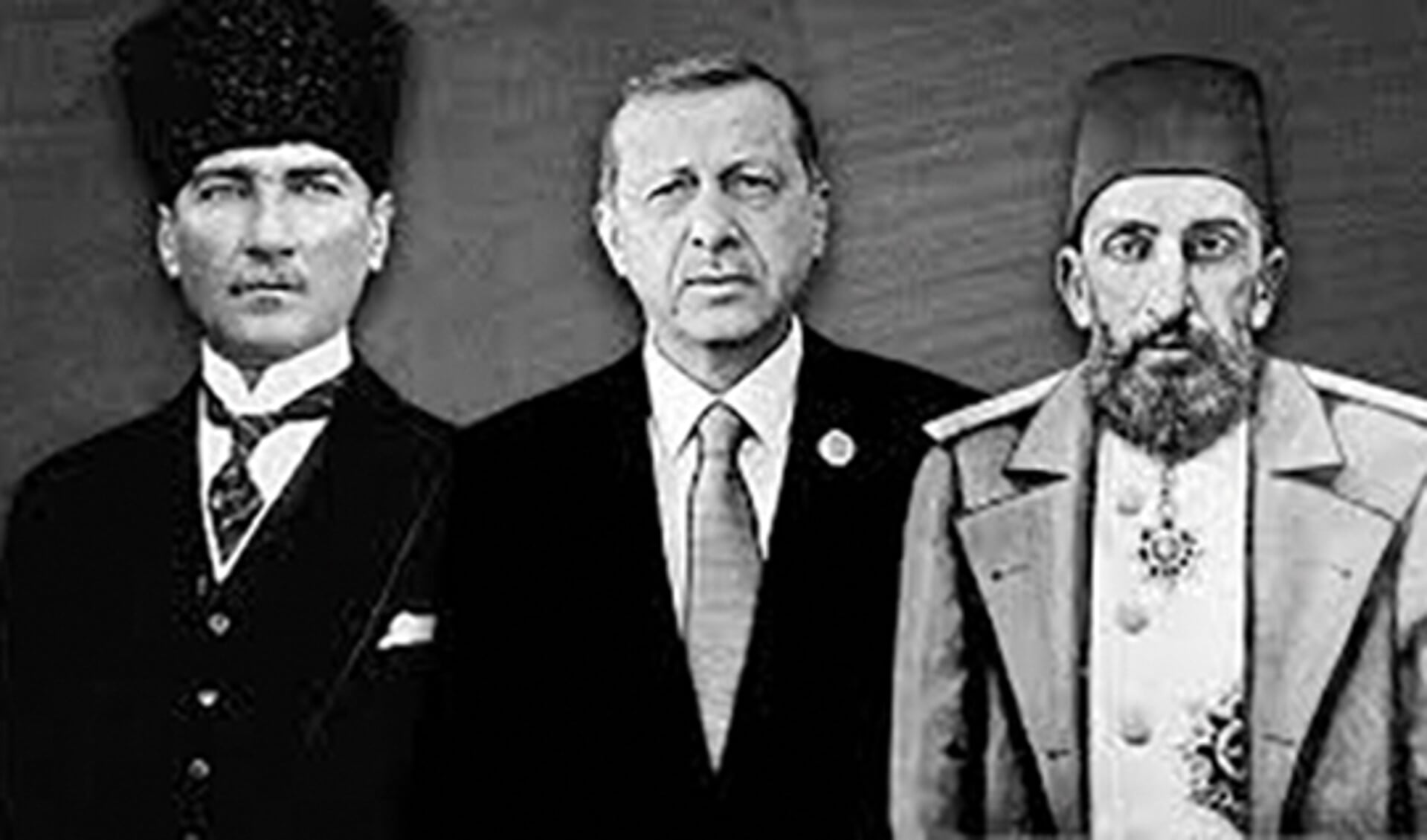 Mustafa Kemal Atatürk, Recep Tayyip Erdogan en een Turkse sultan.