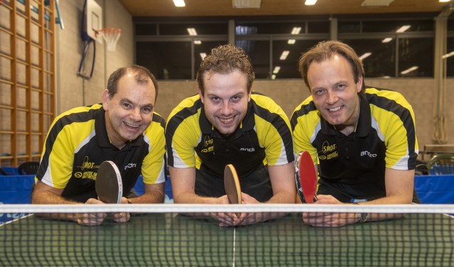Hans van Gool (links), Axel Diemers en René de Gier, drie van de vier spelers van SHOT.