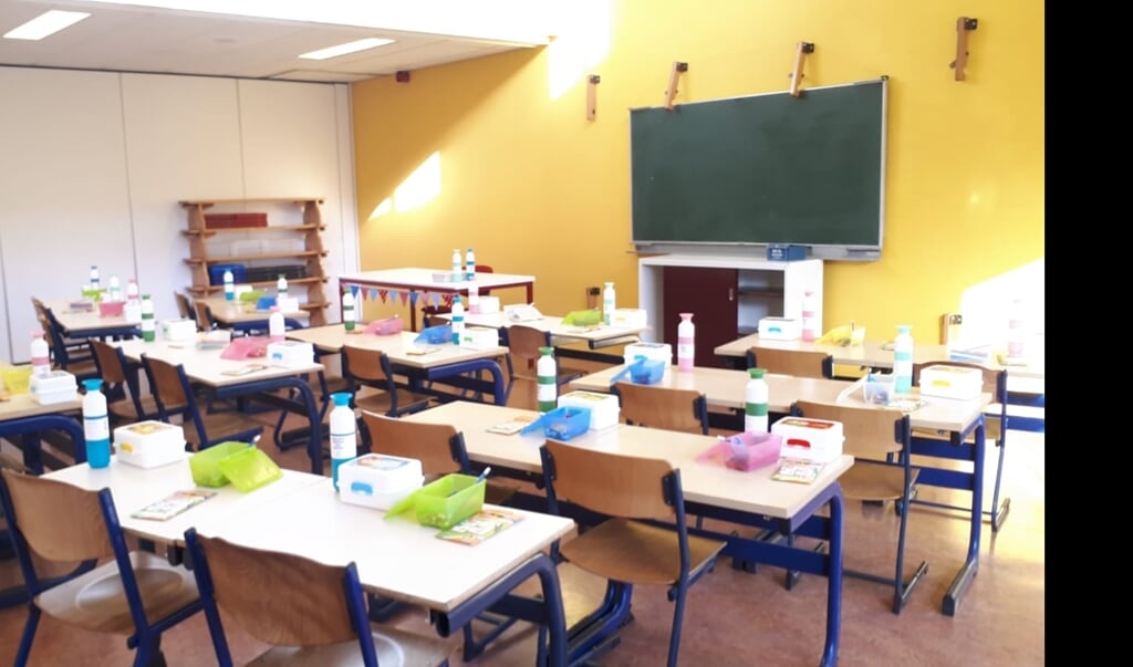 Een klaslokaal in basisschool De Bron in Lunteren was al ingericht voor de komst van de kinderen uit Wit-Rusland.