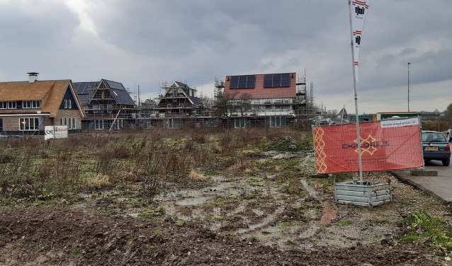 Links van de entreeweg worden drie grote villa's gebouwd