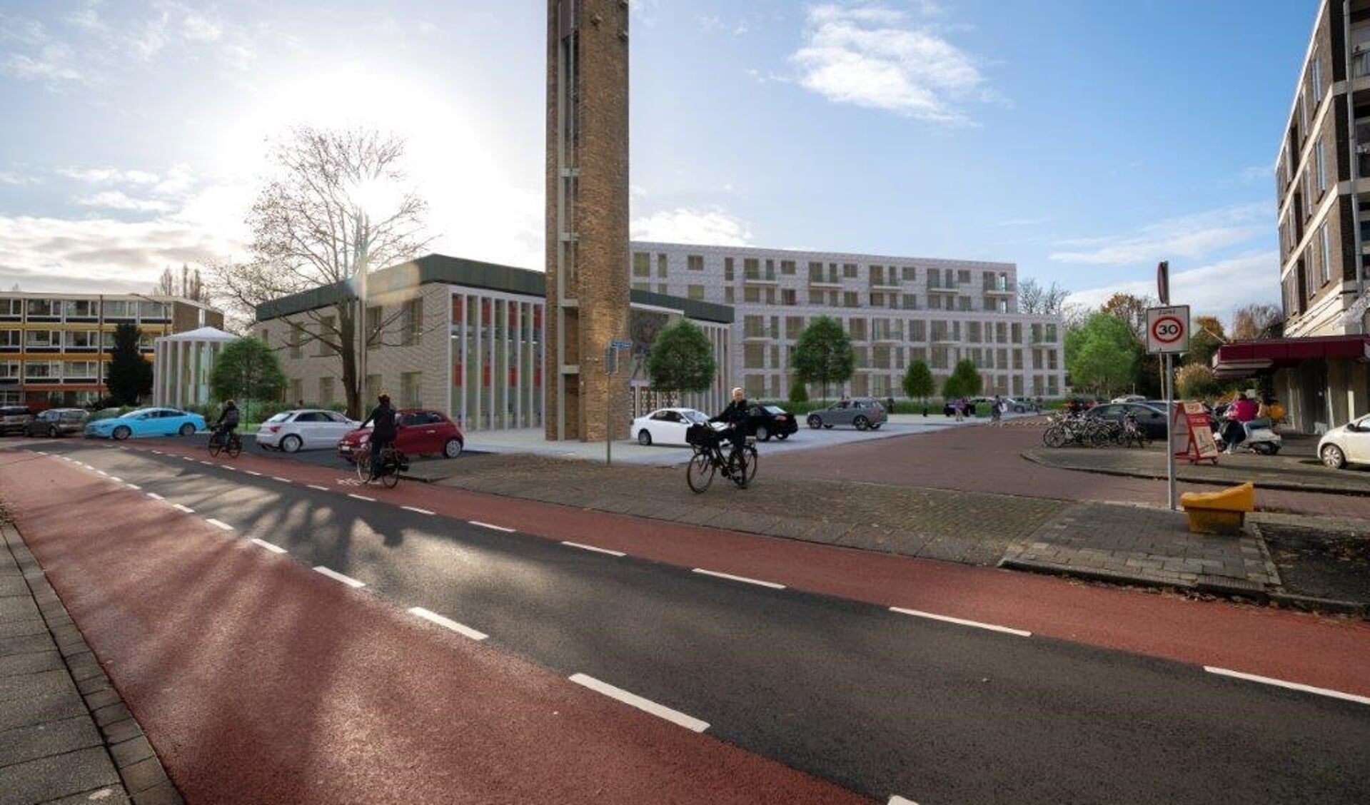 Zelfbewoningsplicht gaat ook gelden bij het woonproject aan de Haagbeuklaan. (Impressie van nieuwbouw gezien vanaf de Lindenlaan.)