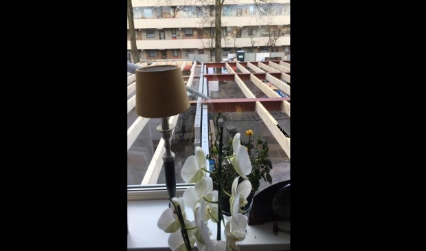Het uitzicht dat bewoners van de eerste verdieping van de Heybergh hebben op de Drie Eiken