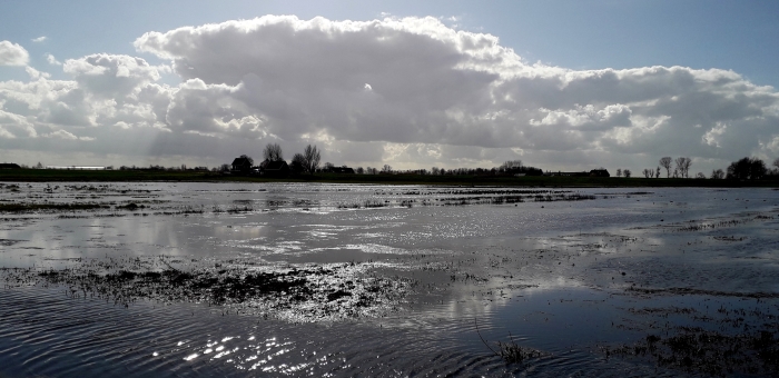 Weerspiegeling wolken in het water op het Landje van Geijjsel