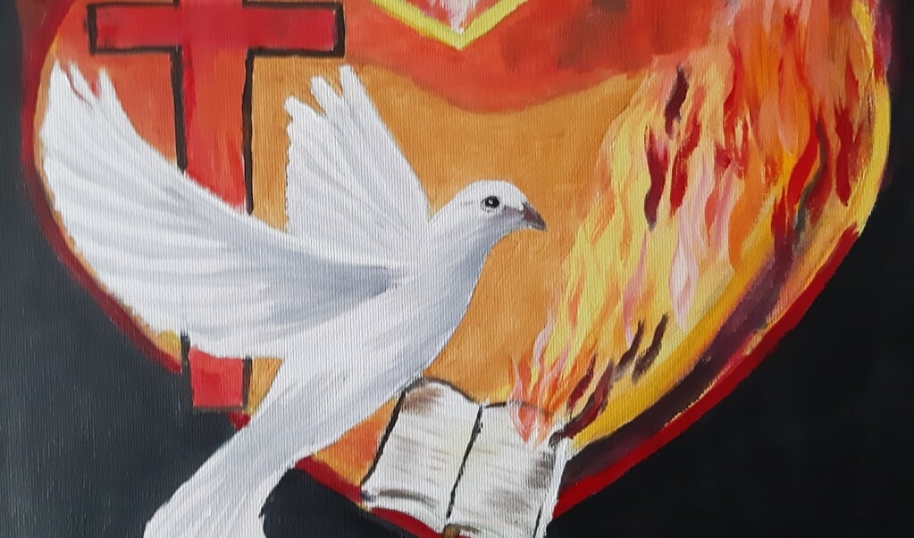 Het schilderij 'In vuur en vlam' van Charlotte Blotenburg