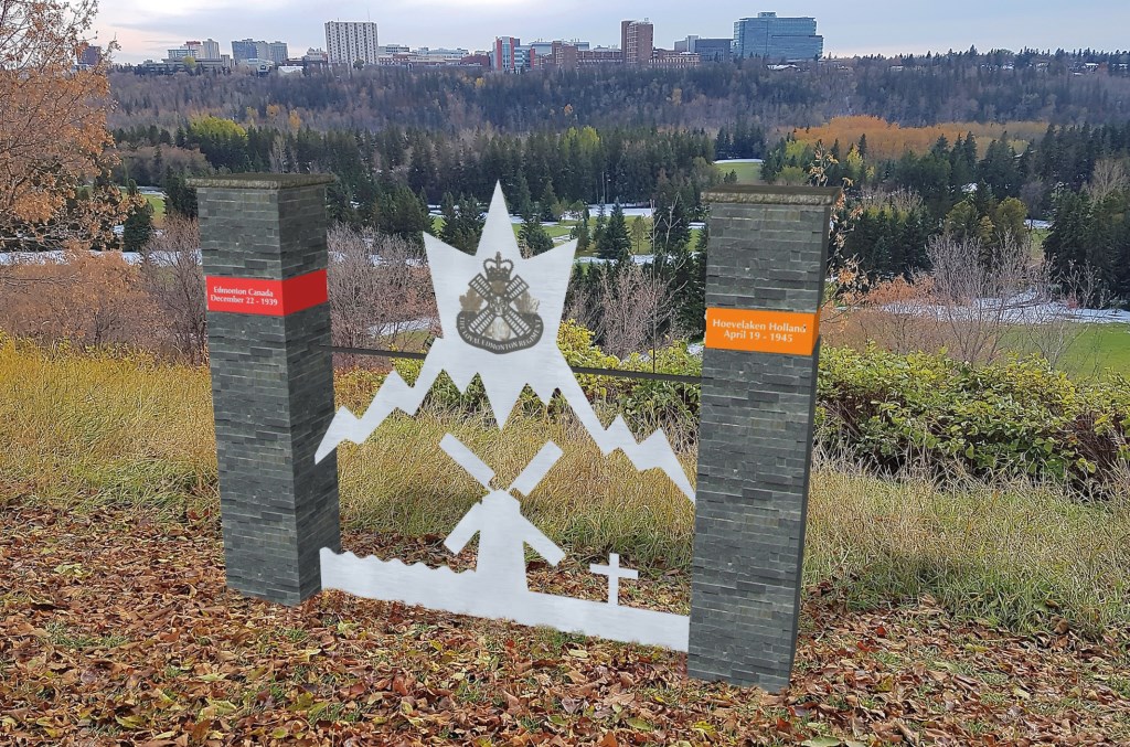 Het vierde, in 2020, door Theo Zuurman ontworpen Oorlogsmonument ‘Edmonton – Hoevelaken’.