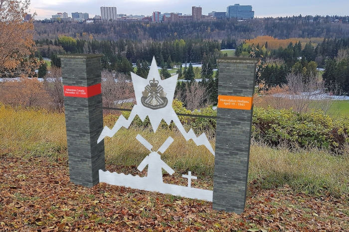 Definitief ontwerp van het WW2 Monument Edmonton – Hoevelaken dat op zaterdag 18 april 2020 in Edmonton Alberta onthuld zou worden.