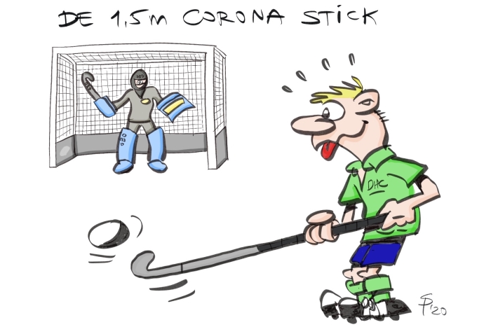 Cartoon 1,5 meter stick op de Doornse Hockeyclub