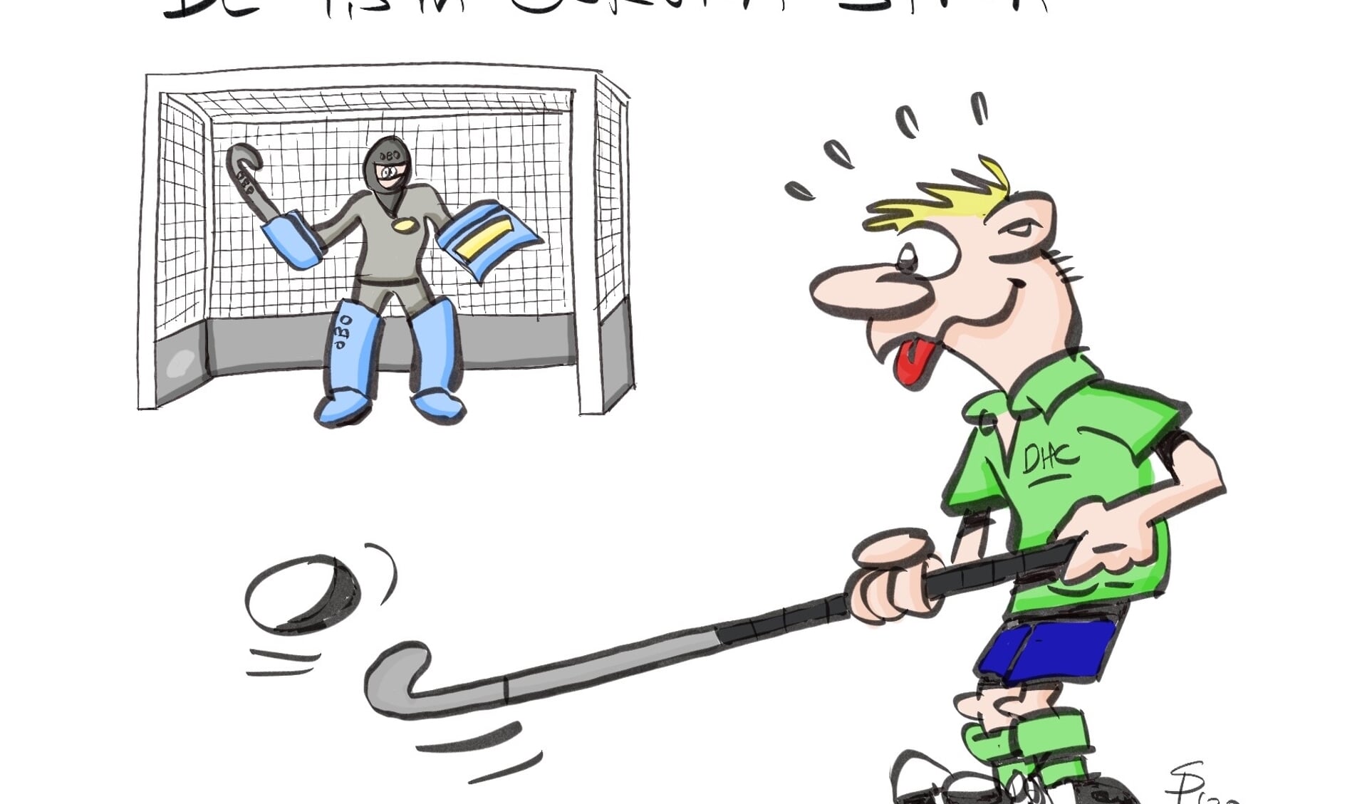 Cartoon 1,5 meter stick op de Doornse Hockeyclub