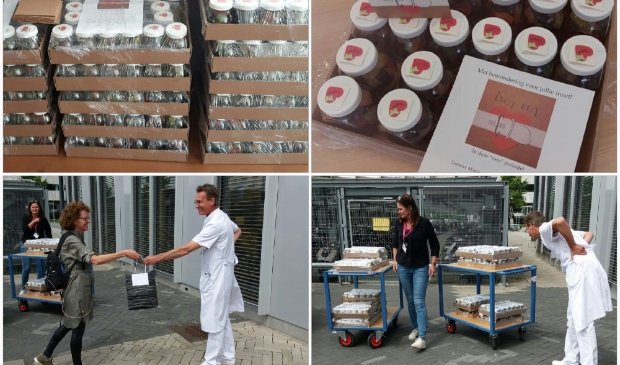320 potten met lekkers, verwennerij voor het zorgpersoneel