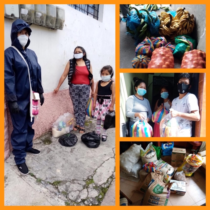 Uitdelen voedselpakketten in Quito