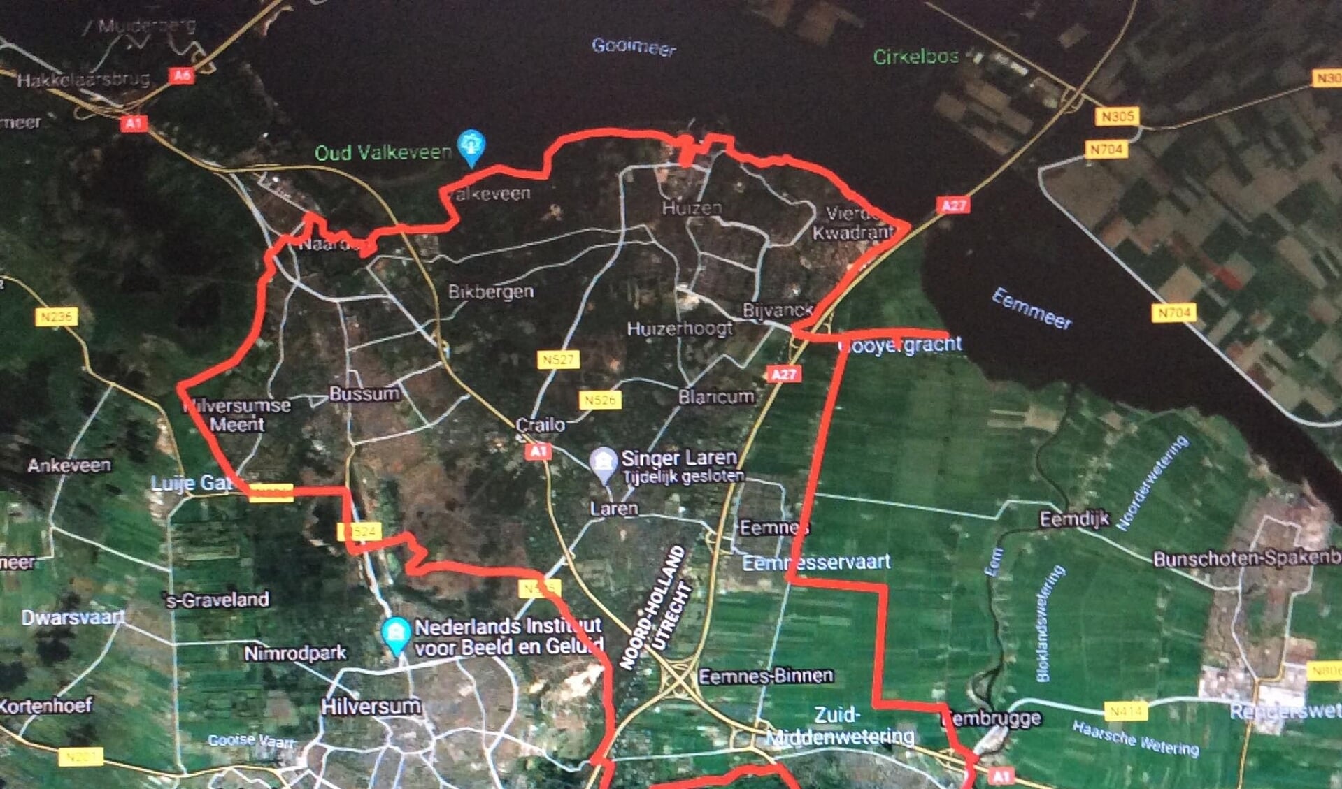 De route via GPS van Garmin