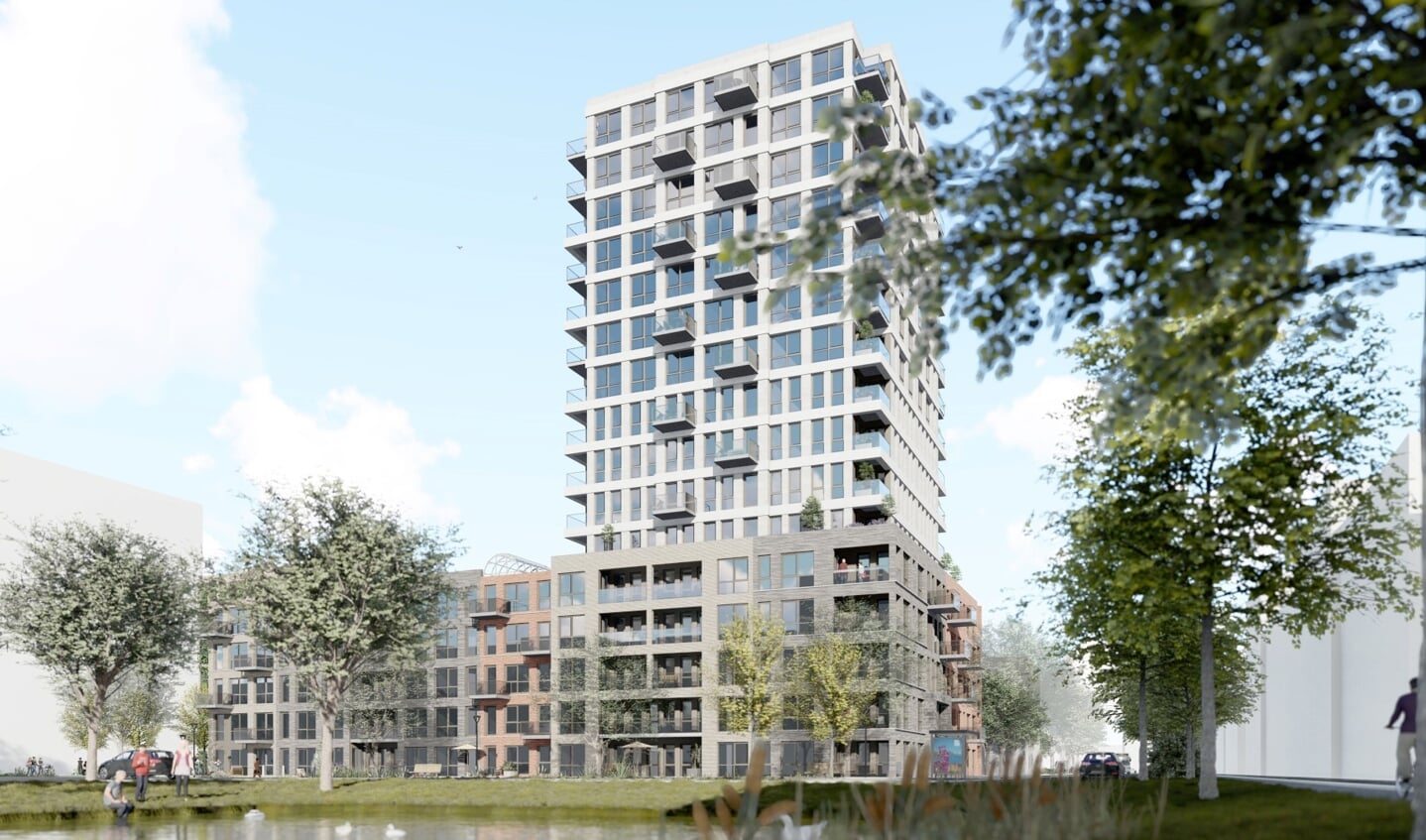 Het nieuwe woongedeelte telt 267 woningen, waarvan 95 sociale huurwoningen. 