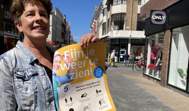 Binnenstadmanager Nita van Wijngaarden: ,,Er zijn verschillende maatregelen getroffen om 1,5 meter afstand te kunnen houden."