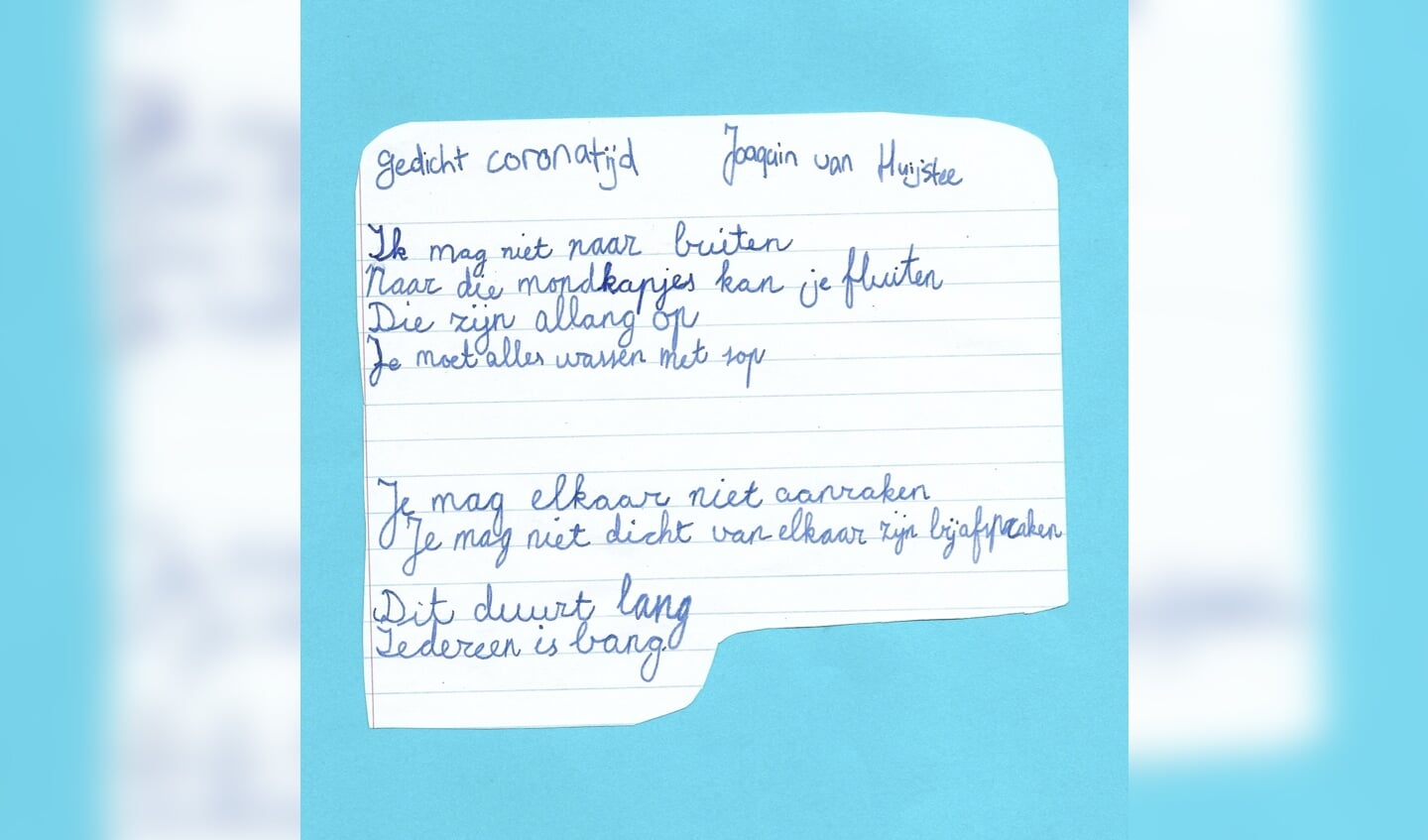 Gedicht van Joaquin van Heijstee, een van de vele inzendingen.