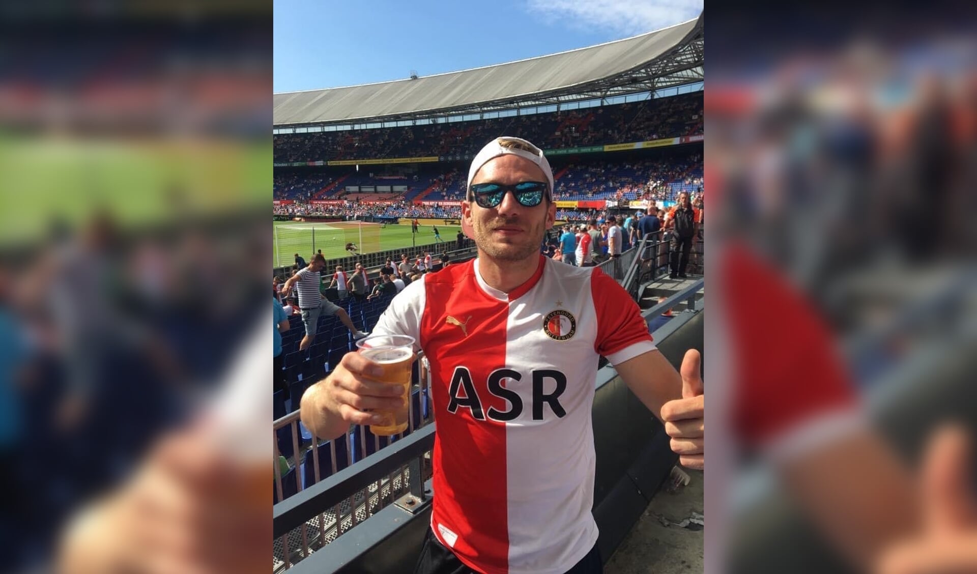 Dirk van Meerveld in stadion De Kuip. ,,Het lawaai en de muziek bij de opkomst van Feyenoord is het mooiste.''