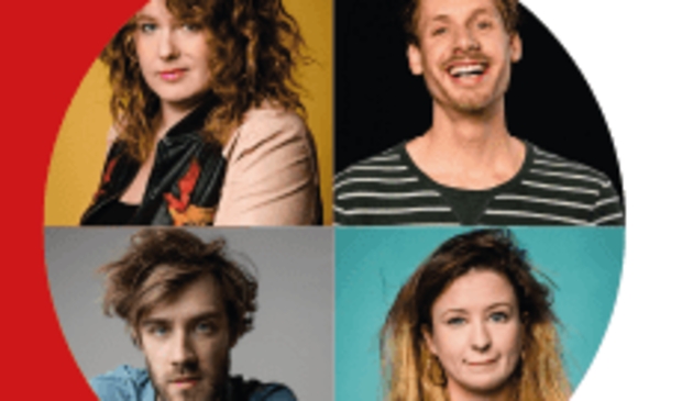 Vier cabaretiers doen mee aan het unieke Klapstoel Kabaret van Theater Stroud op Landgoed Schovenhorst.