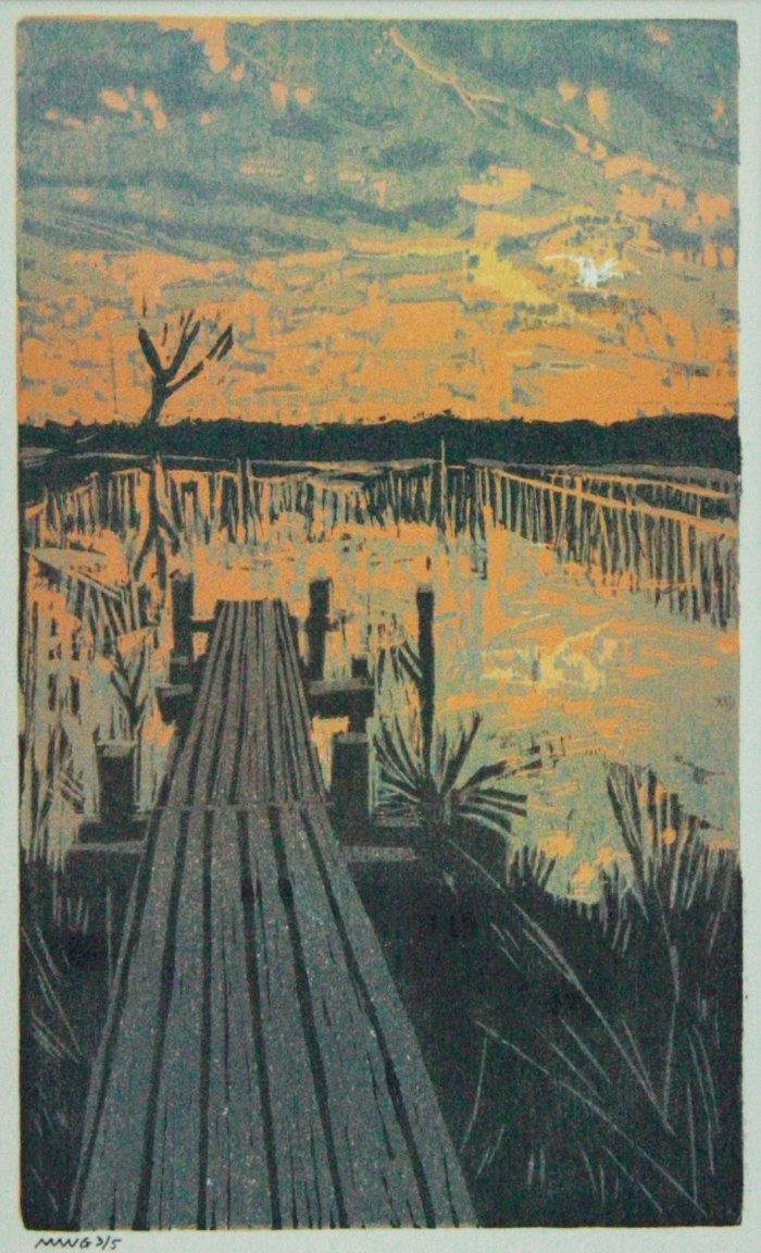 Genomineerde kunstwerk wedstrijd "In de geest van Jan Mankes" . Houtsnede op papier. Marieke Wijffels-de Groot.