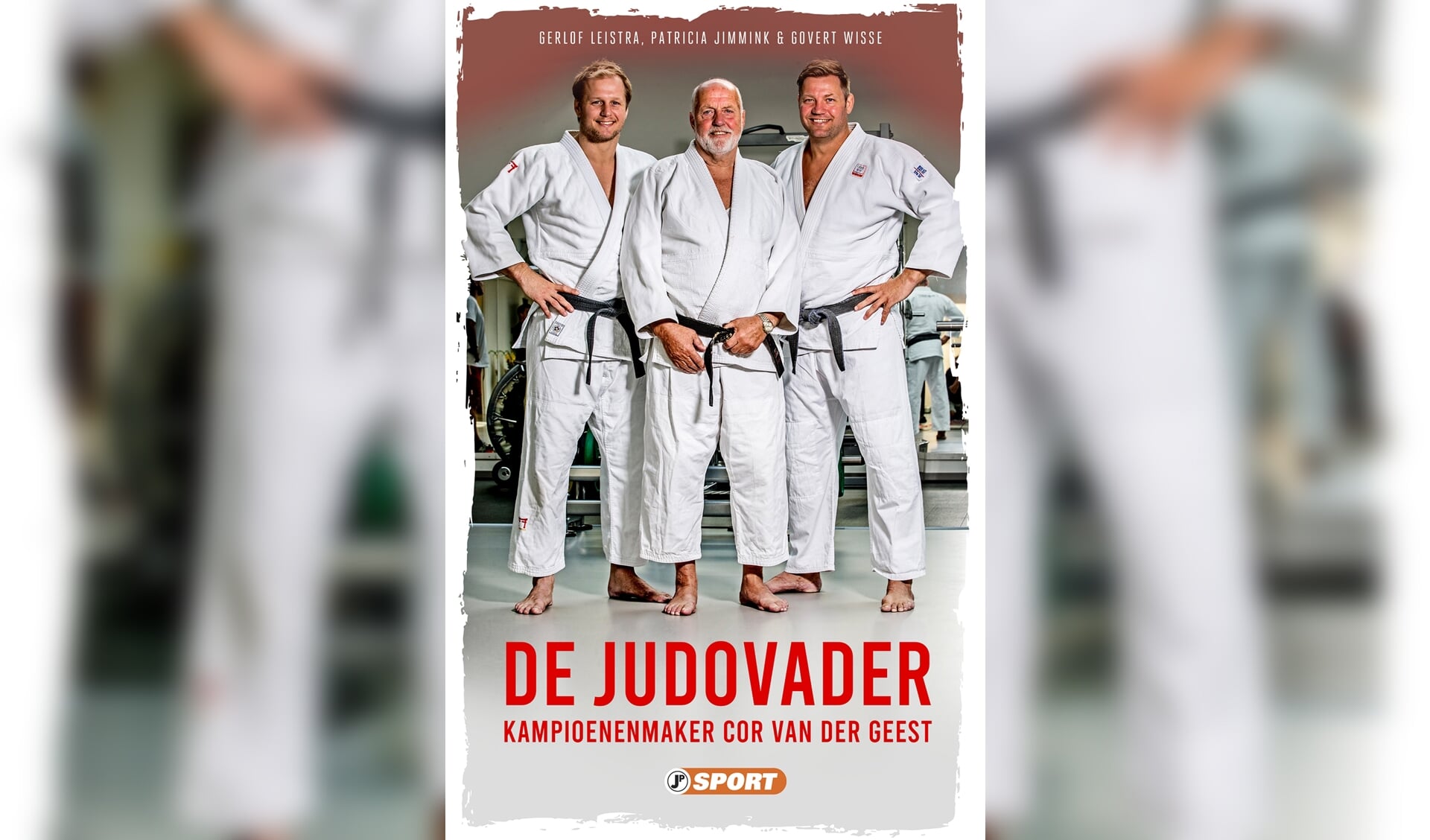 Elco, Cor en Dennis van der Geest op de foto die op de omslag van het boek 'De Judovader' staat.  