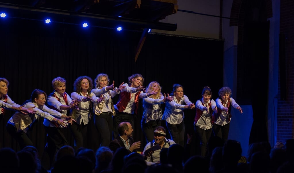 Vocal Group Esperanto op het podium. Marieke Verheijden is de tweede van rechts.