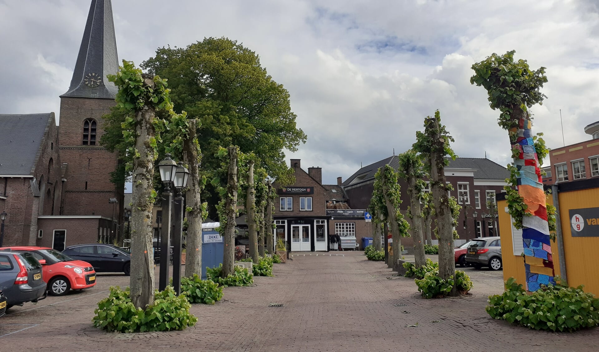 Voor de reconstructie van het Kerkplein moeten de bomen aan de Krommestraat het veld ruimen. Ze worden door velen gemist.