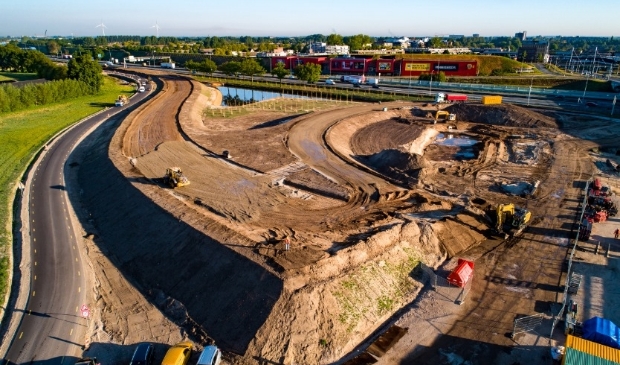 Werkzaamheden bij de nieuwe A12-afslag bij Bennekom voor de Parklaan.
