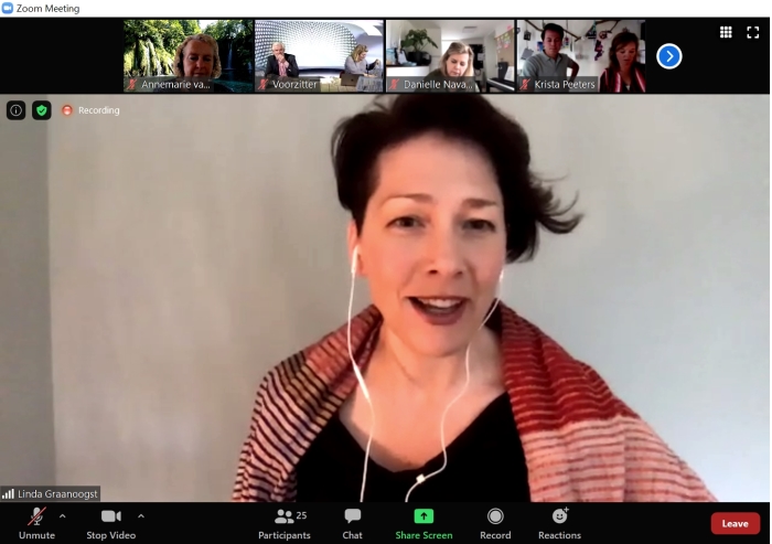 Linda Graanoogst in webinar met BON-leden
