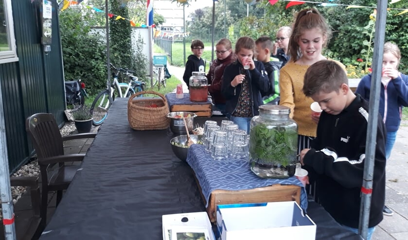 Kinderen tappen drinken met verse kruiden