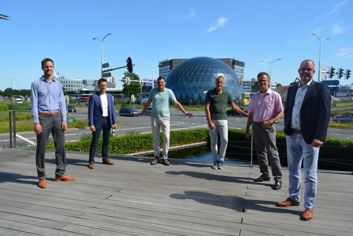 vlnr: Rob Willemsen (Corderius), Ton Langelaan (succesgewoonten.nl), Martijn Delahaye (AFAS), Jan Roos, Jonathan Buter en Rino Bakker (Corderius)