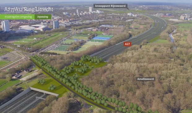 <p>Landgoed Amelisweerd ligt strak tegen de A27 aan.</p>