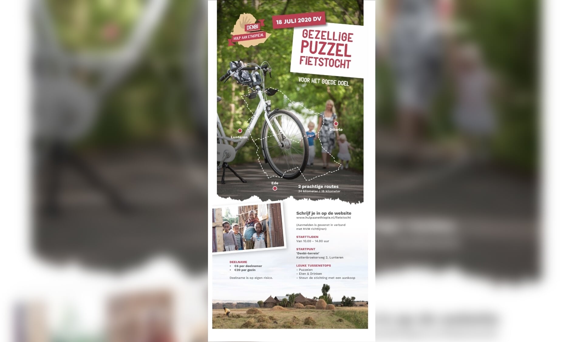 Flyer met info over fietstocht