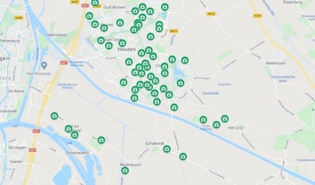 Alle locaties van de AED's in Houten