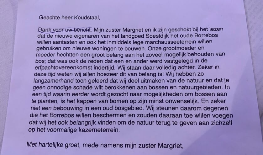 De mail van prinses Irene aan BOP-fractievoorzitter Kees Koudstaal.