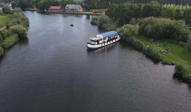 De fietsboot strandde gisteren bij het Ocrieteiland.