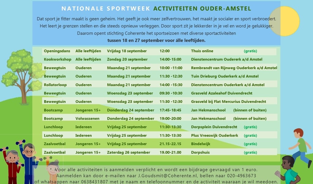Kalender activiteiten Nationale Sportweek