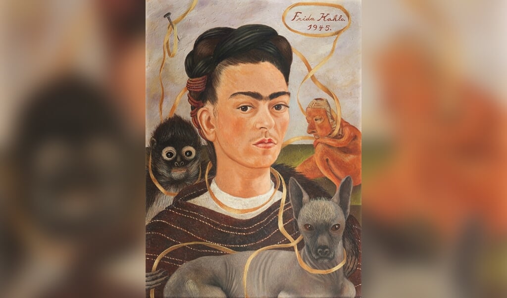 Het bekende 'Zelfportret met aapje' van Frida Kahlo.