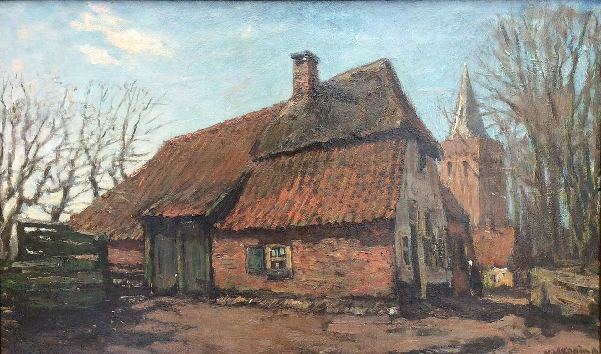Een schilderij van Arnold Koning, een tafereel in Ede.