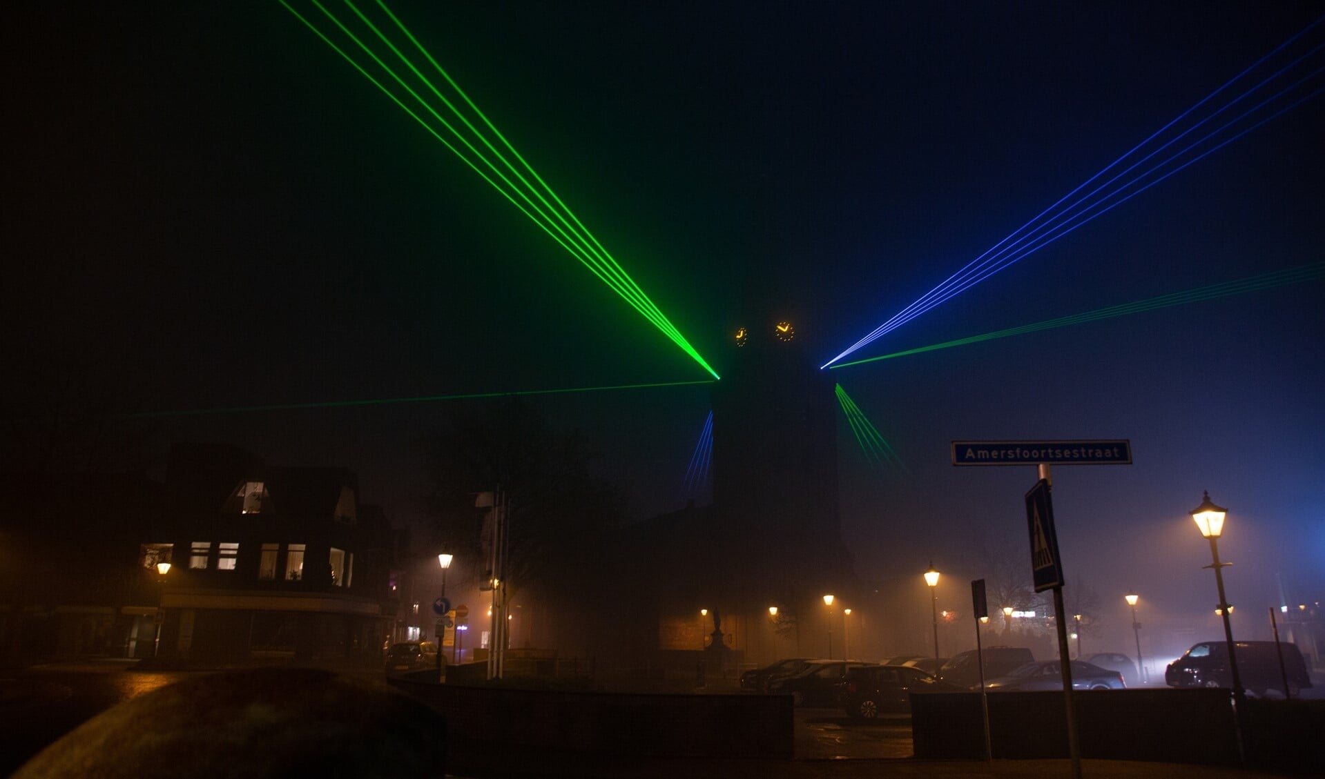 Vorig jaar was er in Barneveld sprake van een vuurwerkverbod. In plaats daarvan werd daarom een lasershow gehouden.