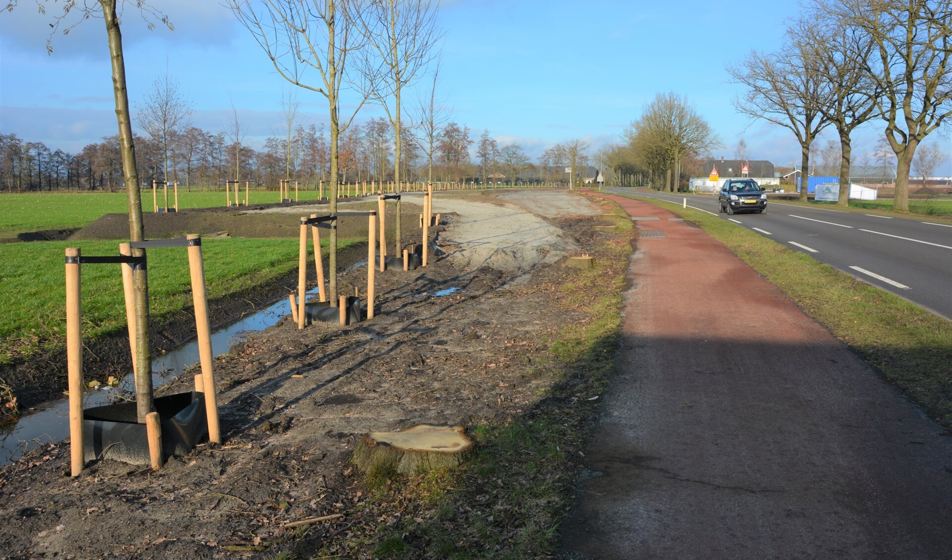 Voorbereidende werkzaamheden ter hoogte van nieuwbouwwijk Bloemendal in Barneveld.