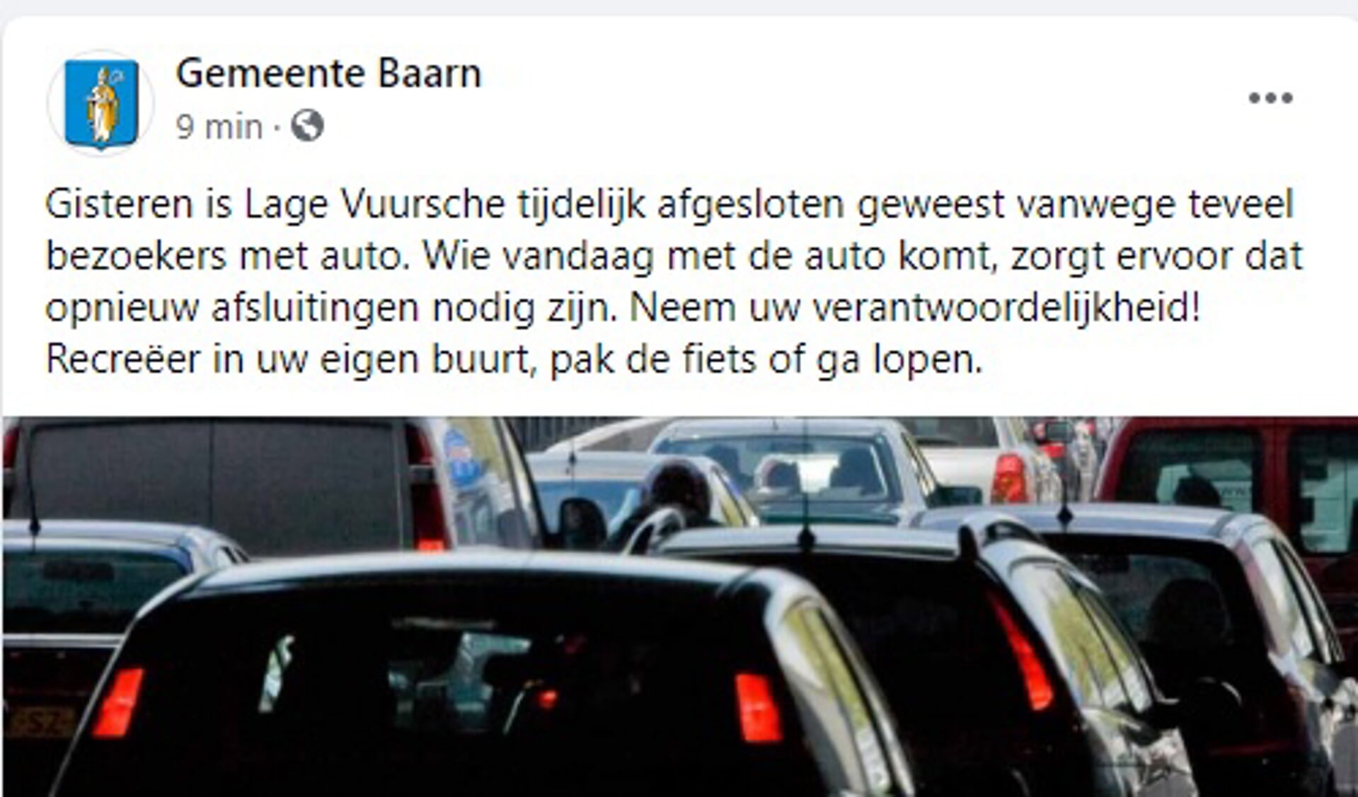 De gemeente Baarn heeft vanochtend opgeroepen niet naar Lage Vuursche te komen.