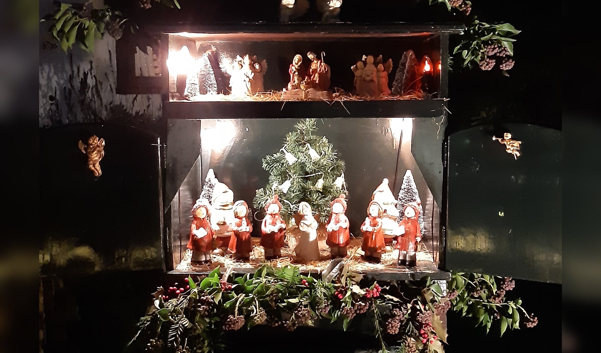 een van de kerststallen op de route in Baarn 