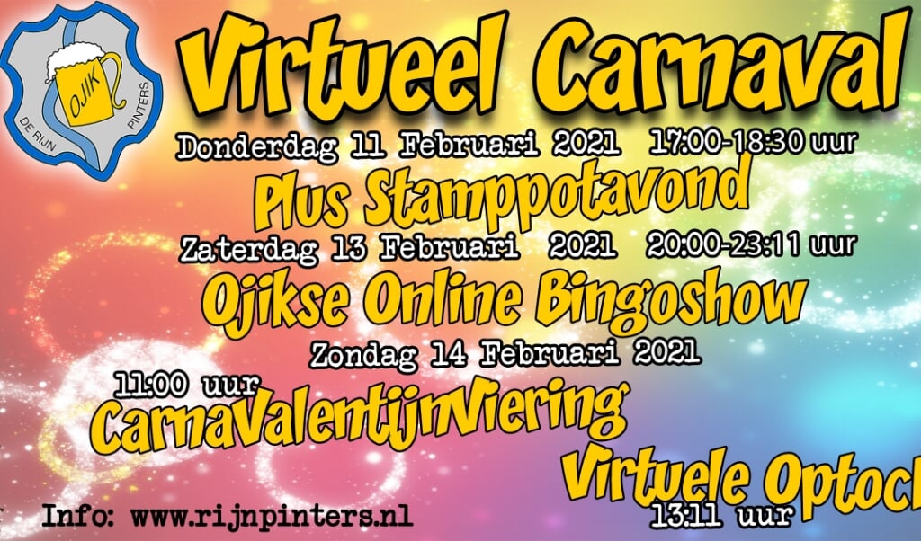 Programma Virtueel Carnaval CV de Rijnpinters