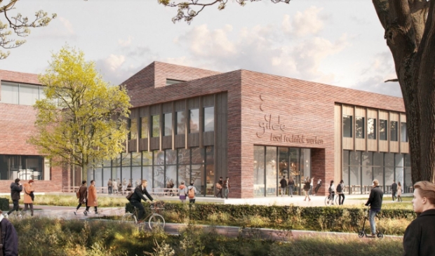 <p>Schetsontwerp van de entree van de school</p>