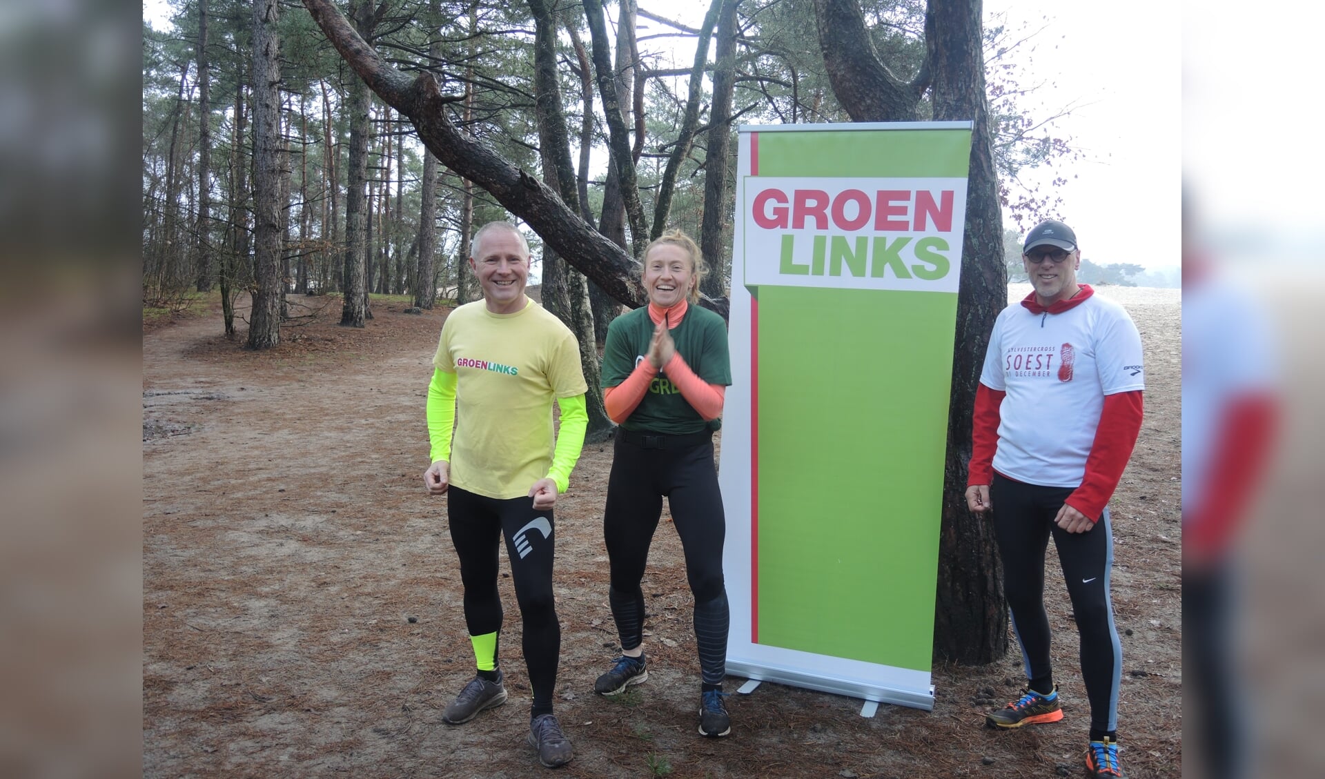 Ties de Ruijter (l) fractievoorzitter van GroenLinks samen met Rosalie en Jan
