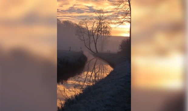De Gooierdijk in Langbroek met mist. Een prachtig beeld.