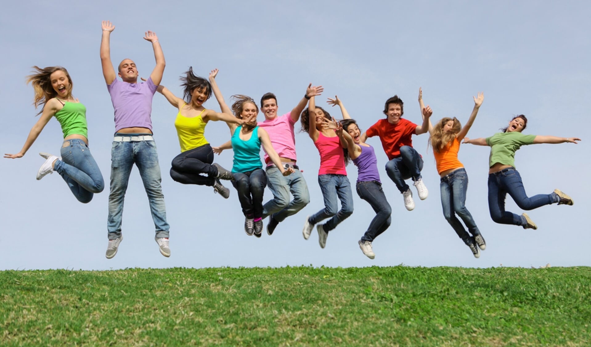 Groep mensen met een gezond gewicht