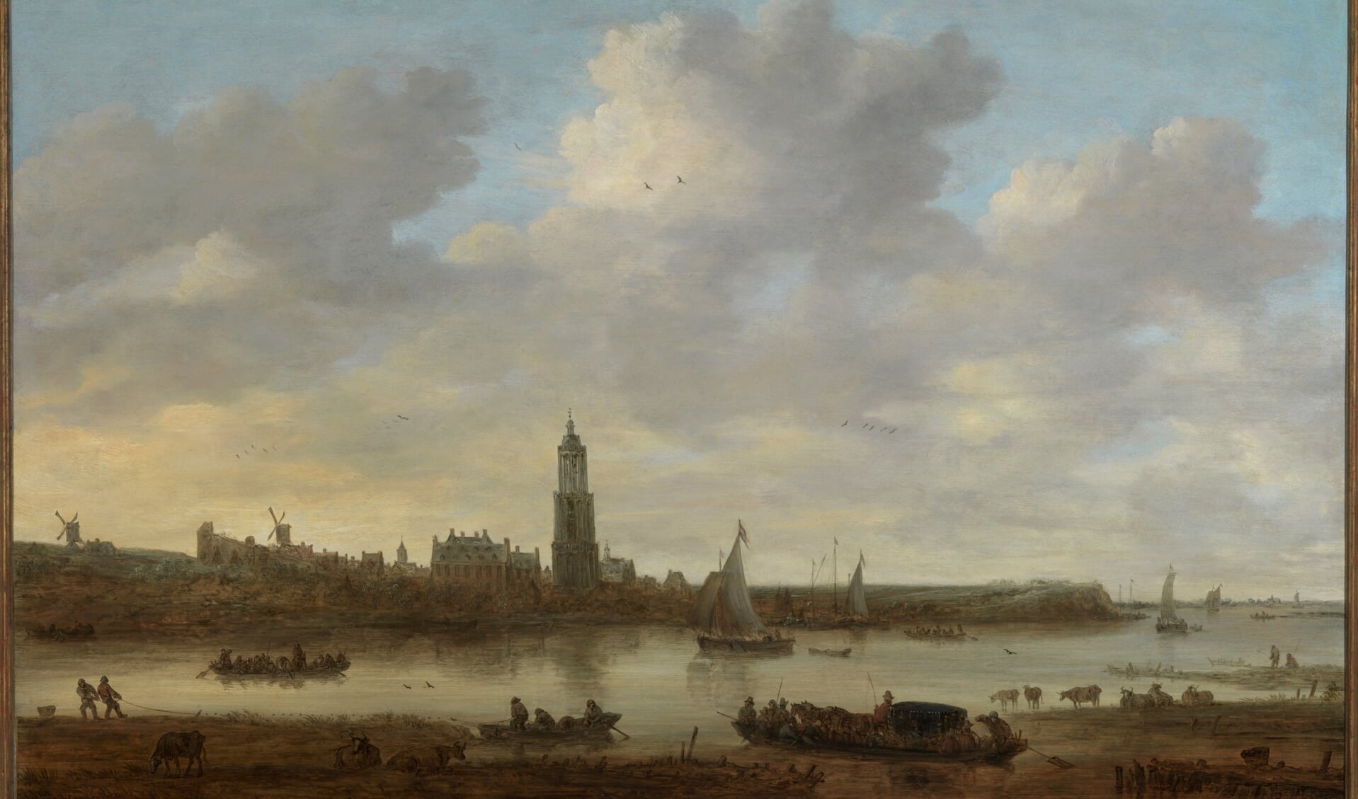 Jan van Goyen, Gezicht op Rhenen vanaf het zuidwesten, 1649.