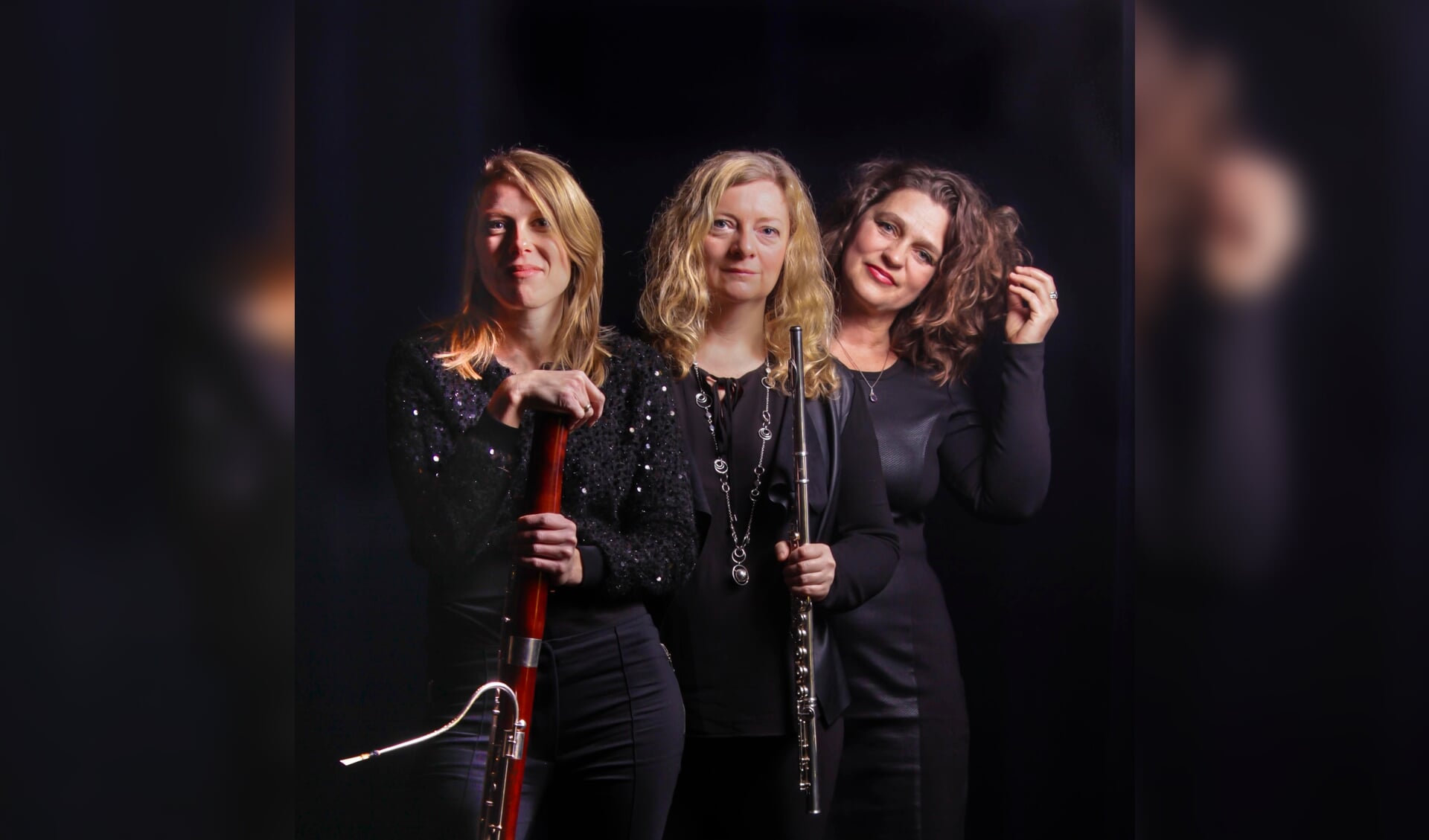 Trio Aurora.Vlnr Amber Hill | fagot, Cathrine de Mos-Starberg | fluit, Ersike Kövy | piano.