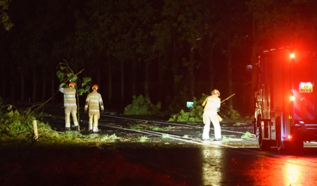 Afgewaaide takken op de weg