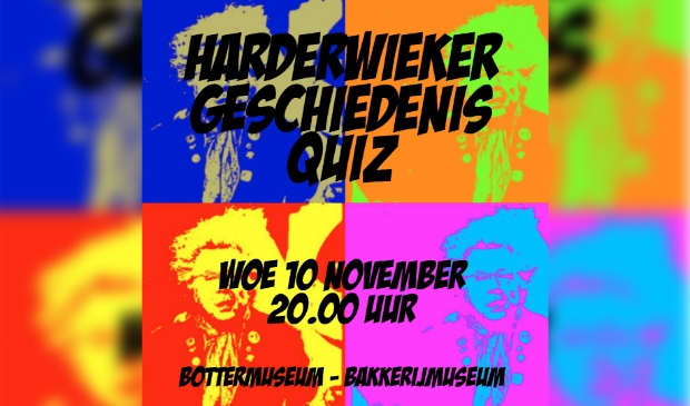 De poster van de quiz hangt op diverse plekken in Harderwijk.