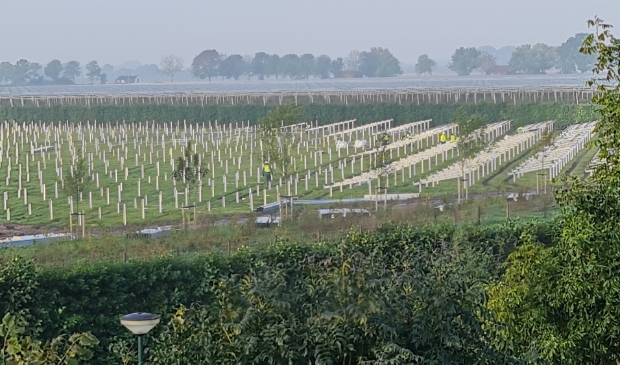Het in aanbouw zijnde park gezien vanaf de andere kant van de Rijnsloot
